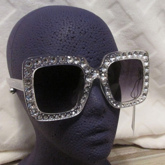 Pink Square Rhinestone Detail Tinted Sunglasses - Picture 8 of 8